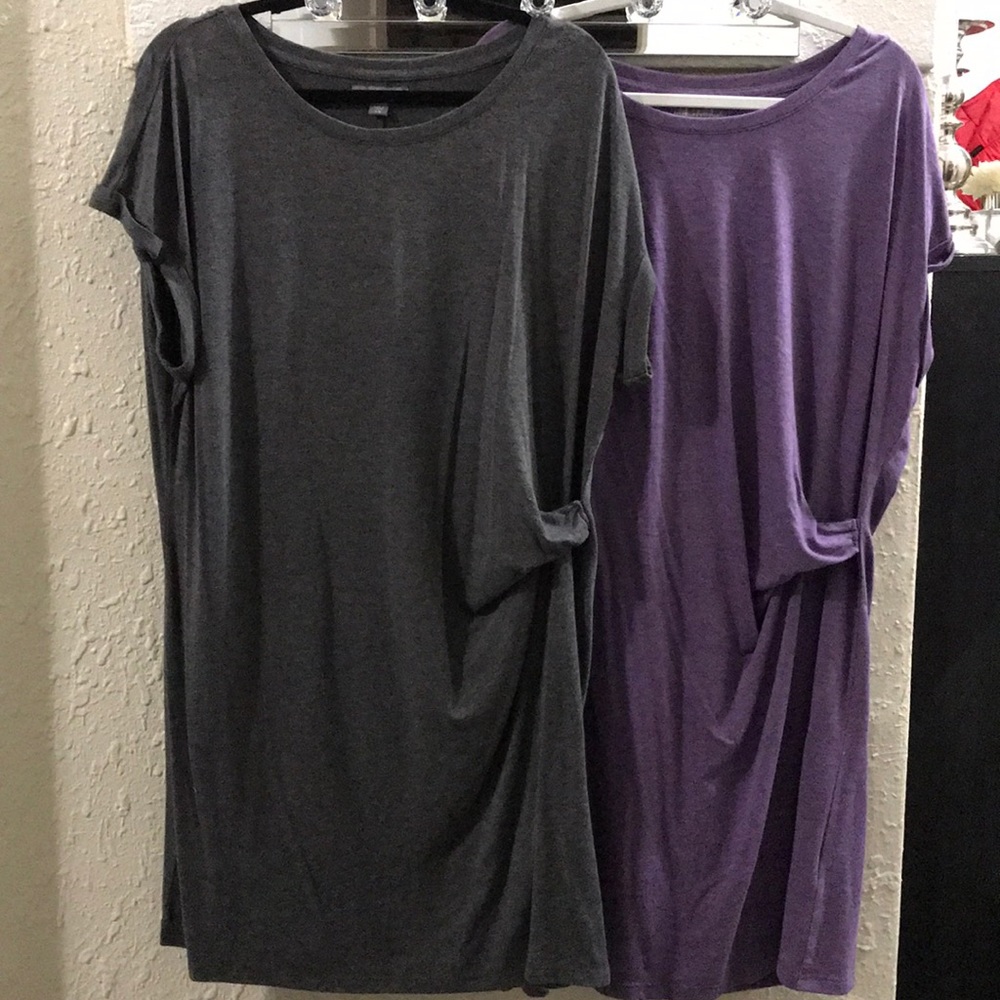 Two-Fer! Two Tshirt Dresses with side gather